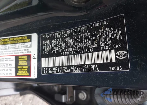 2013 Toyota Camry Se from USA, damaged, VIN 4T1BF1FK8DU216047